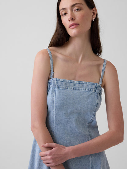 Açık Mavi Denim Midi Elbise