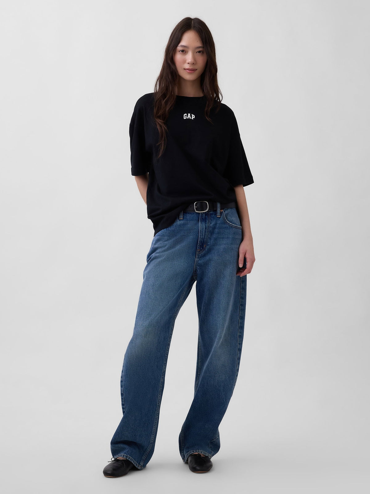 Siyah Organik Pamuk Vintagesoft Athletic Logo Tunik T-shirt