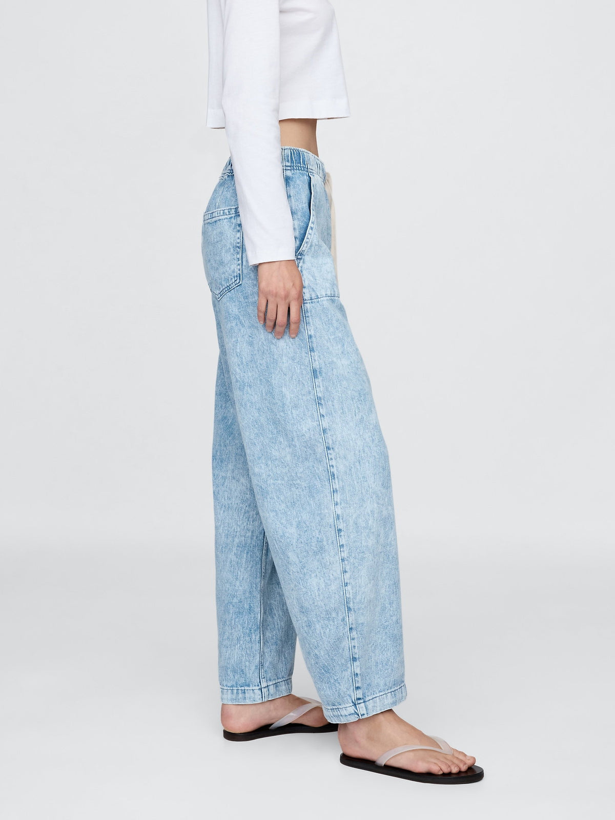 Açık Mavi High Rise Kolay Barrel Jean Pantolon