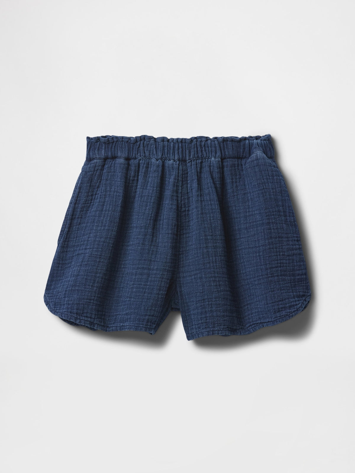 Lacivert Crinkle Gauze Denim Şort