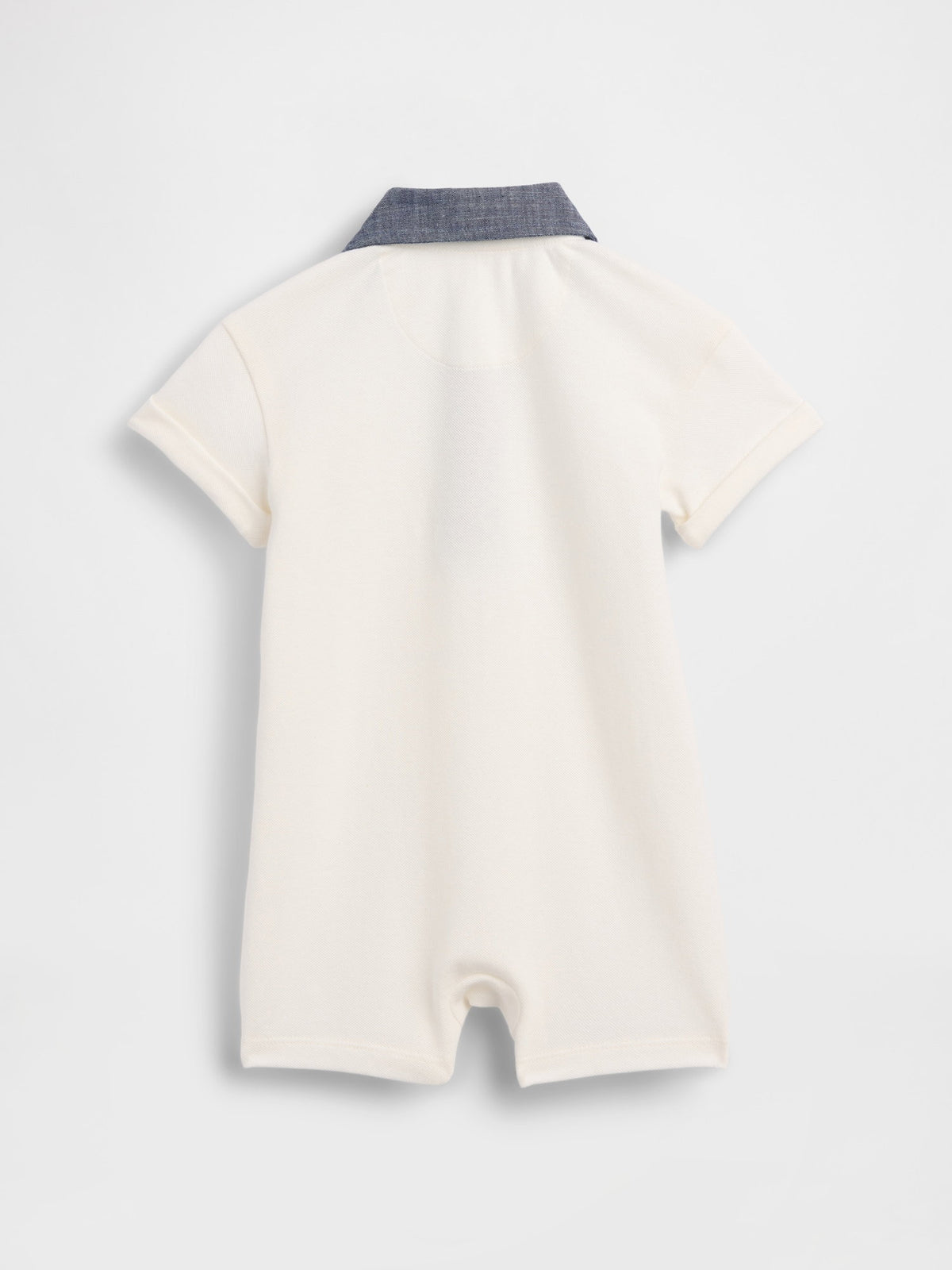 Beyaz Baby Pique Polo Şort Tulum