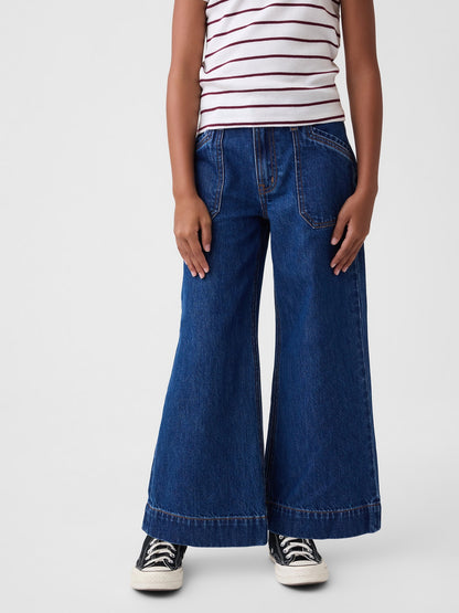 Koyu Mavi High Rise Stride Wide-leg Ankle Jean Pantolon