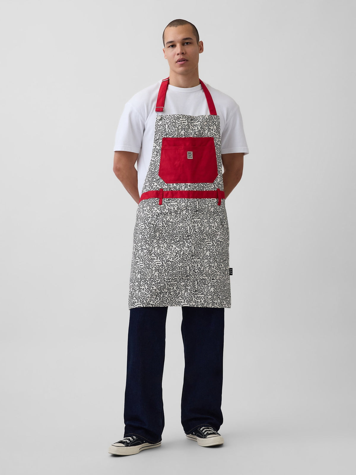 Beyaz Keith Haring Kanvas Önlük