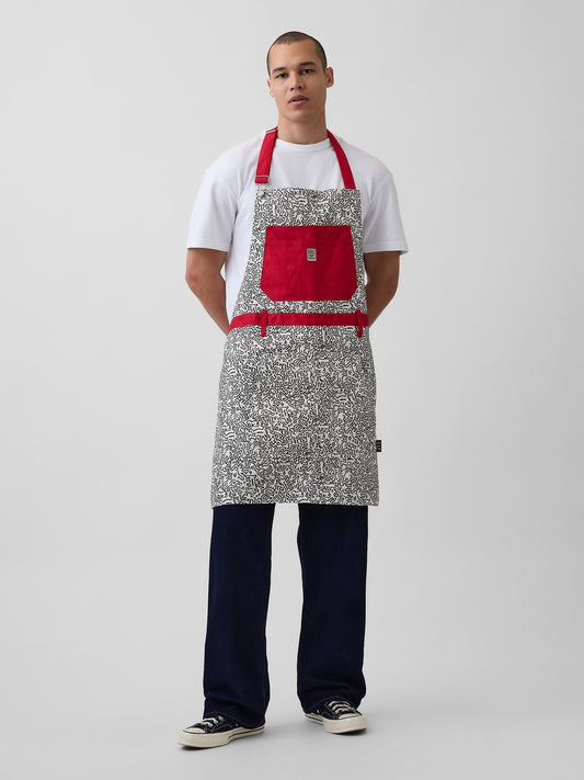 Beyaz Keith Haring Kanvas Önlük