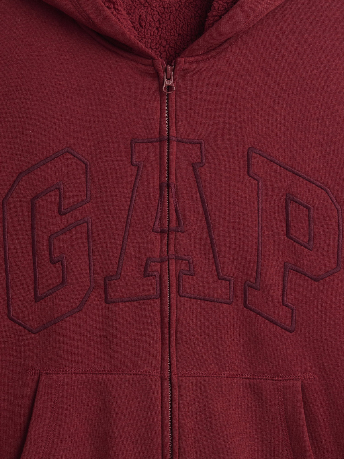 Gri Relaxed Gap Logo Sherpa Astarlı Fermuarlı Sweatshirt