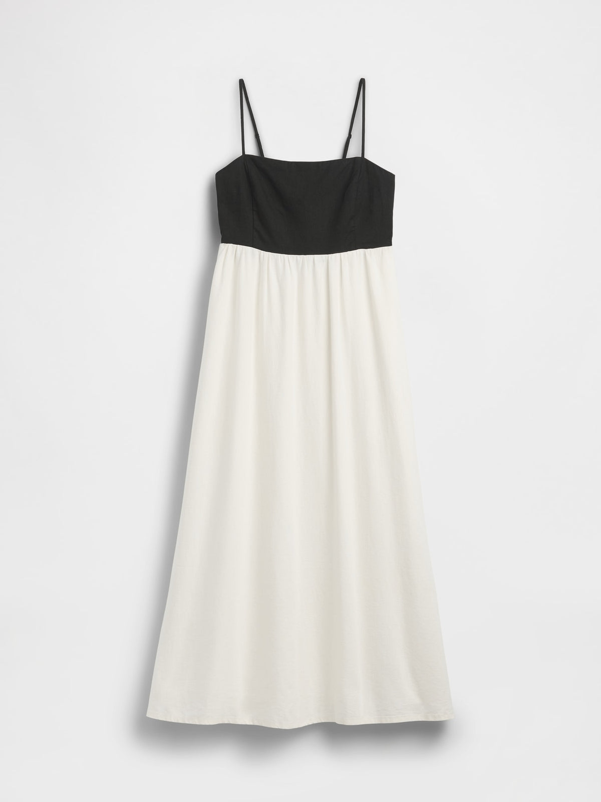 Beyaz Keten Karışımlı Empire Waist Maxi Elbise