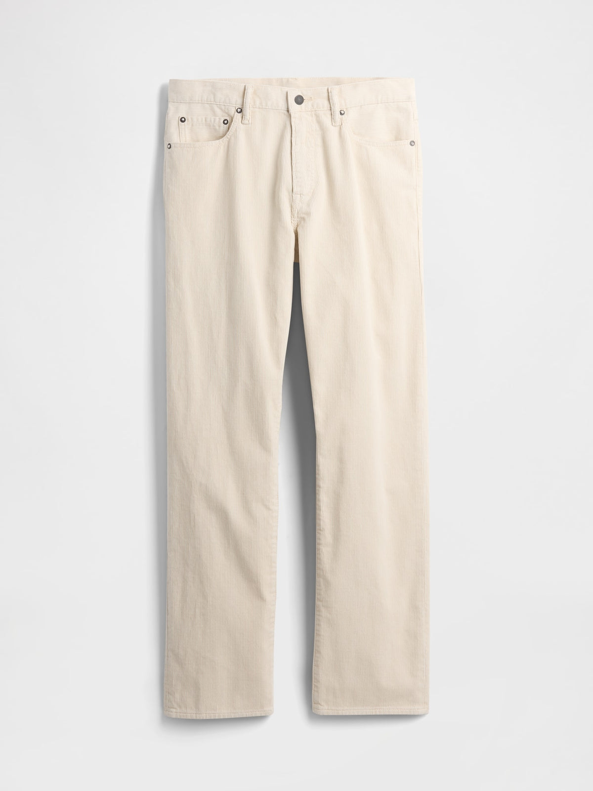 Kırık Beyaz Kordon Kumaş Relaxed Straight Pantolon