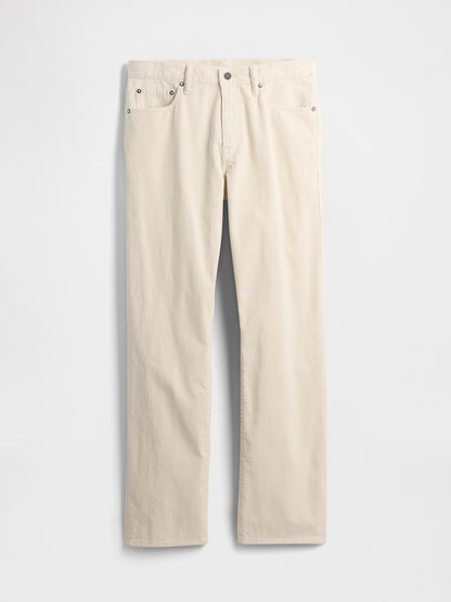Kırık Beyaz Kordon Kumaş Relaxed Straight Pantolon