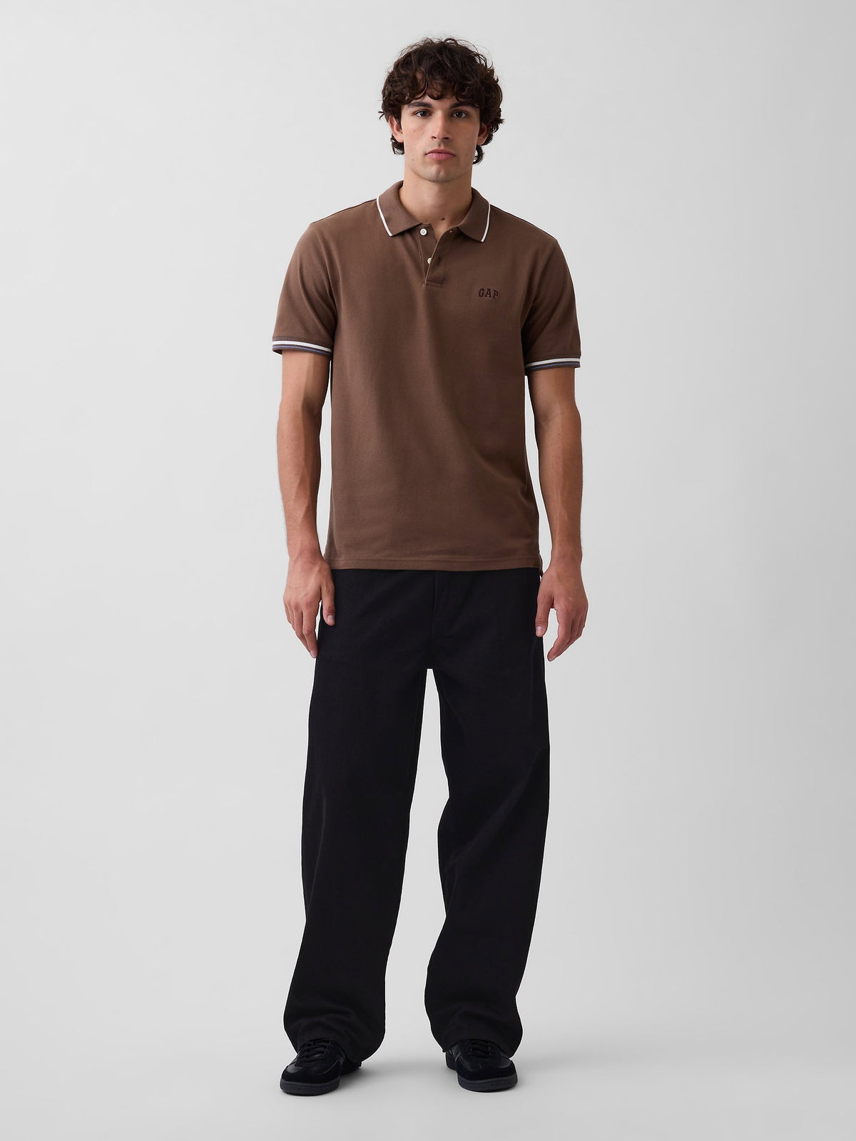 Bej Gap Logo Piqué Polo Yaka T-shirt