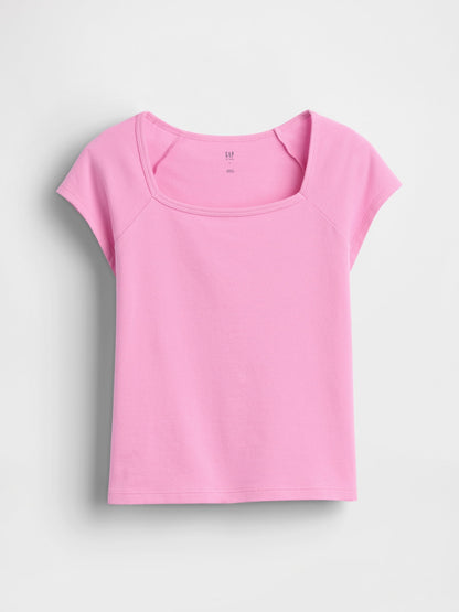 Açık Yeşil Kare Yaka T-shirt