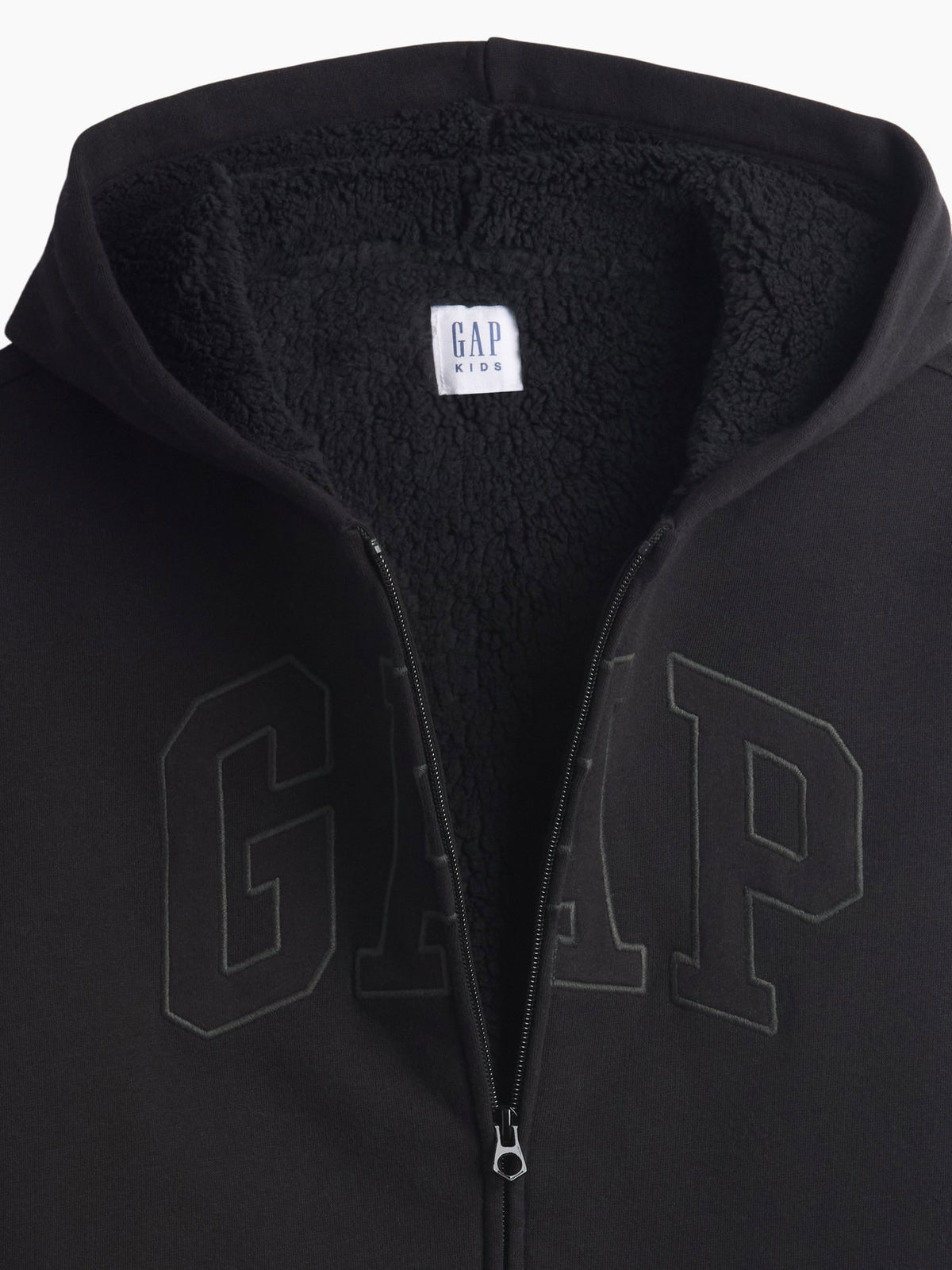 Siyah Sherpa Astarlı Logo Fermuarlı Sweatshirt