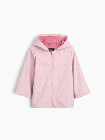 Pembe Recycled Çiçek Desenli Yağmurluk