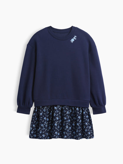 Lacivert Kids Oversized Sweatshirt Dress - Çocuklar Için Oversize Sweatshirt Elbisesi