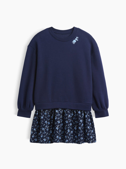 Lacivert Kids Oversized Sweatshirt Dress - Çocuklar Için Oversize Sweatshirt Elbisesi