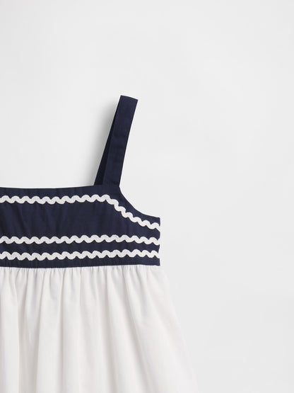 Lacivert Sailor Askılı Elbise