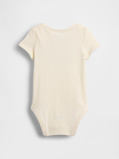 Kırık Beyaz Organik Pamuk Logo Bodysuit