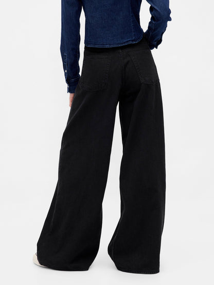 Siyah Low Rise Ultrasoft Extra Baggy Jean Pantolon