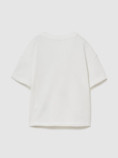 Beyaz Fransız Havlu Kumaş Gap Logo T-shirt