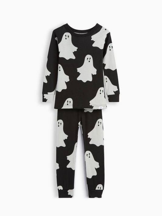 Siyah Organik Brushed Pamuk Ghost Pijama Takımı