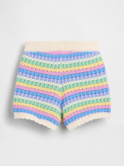Çok Renkli Crochet Pull-on Şort