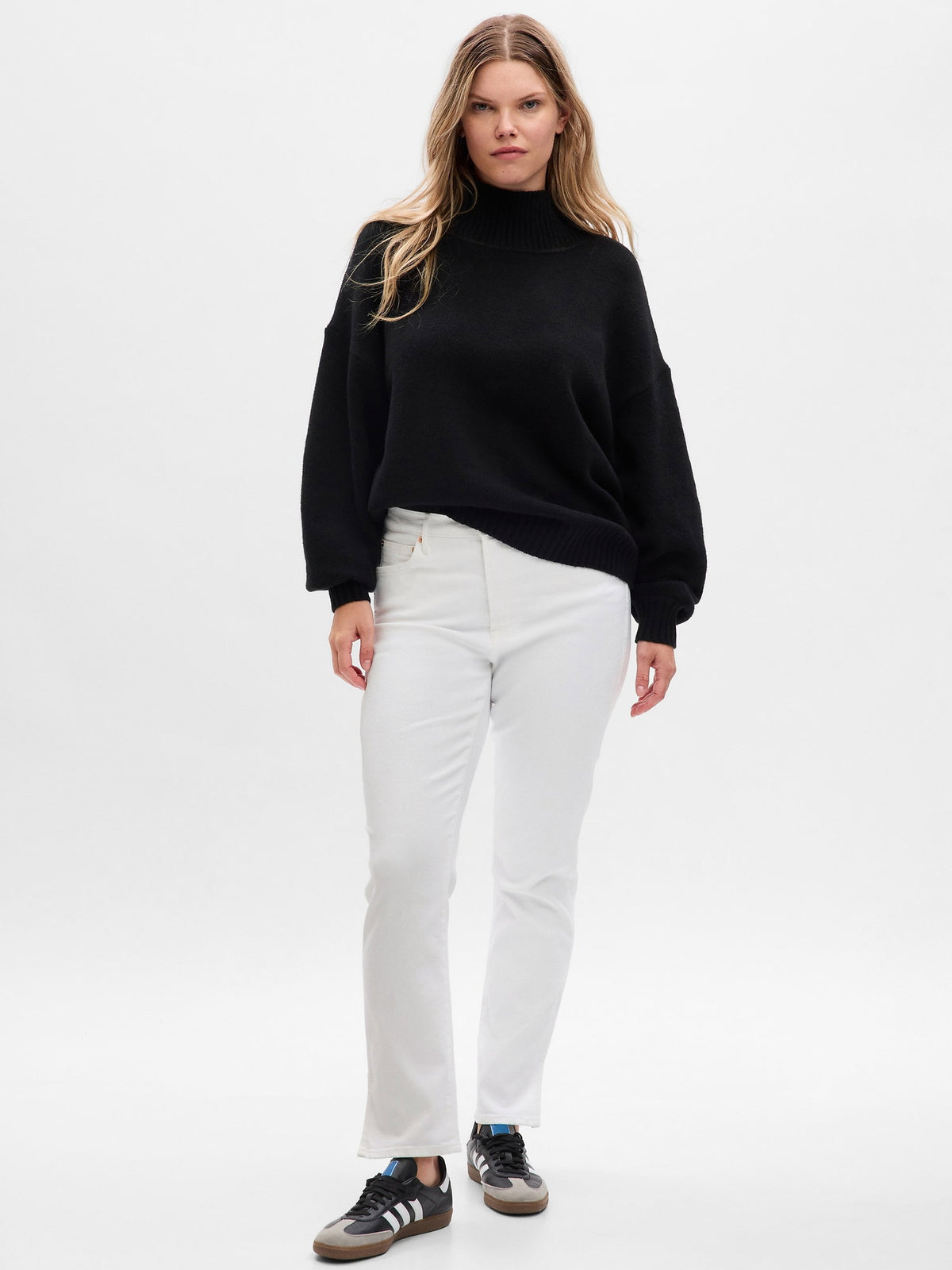 Beyaz High Rise Vintage Slim Jean Pantolon