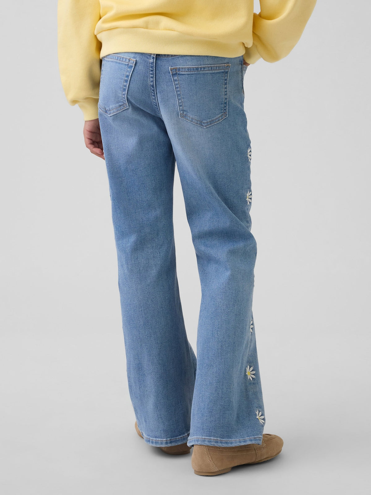 Mavi High Rise Işlemeli '70s Flare Jean Pantolon