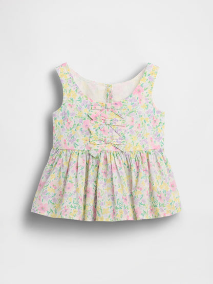 Çok Renkli Peplum Fiyonk Askılı Bluz