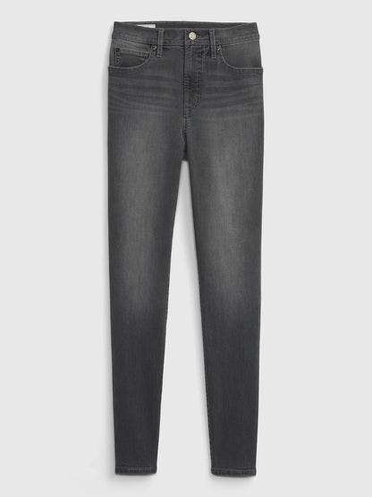 Koyu Gri High Rise True Skinny Jean Pantolon