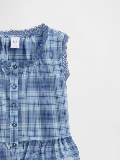 Mavi Baby Plaid Iki Parça Outfit Set