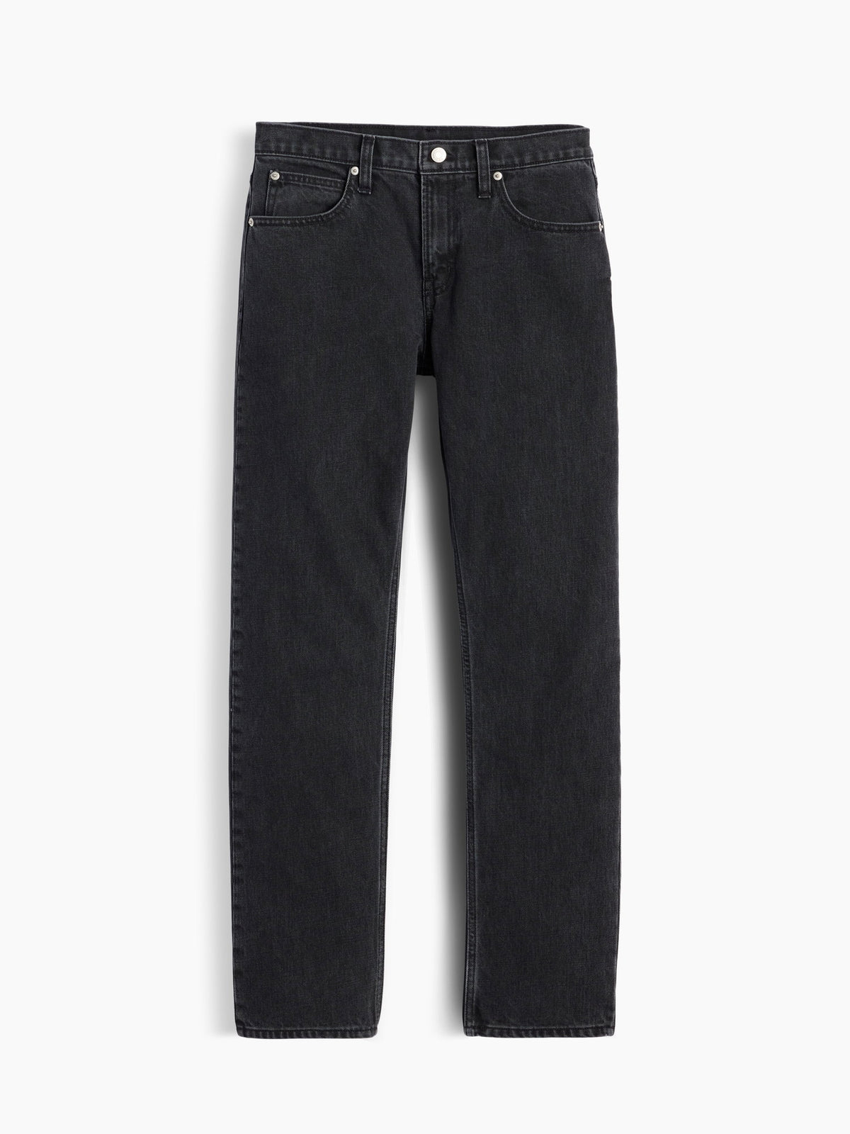 Siyah Mid Rise Straight Taper Jean Pantolon