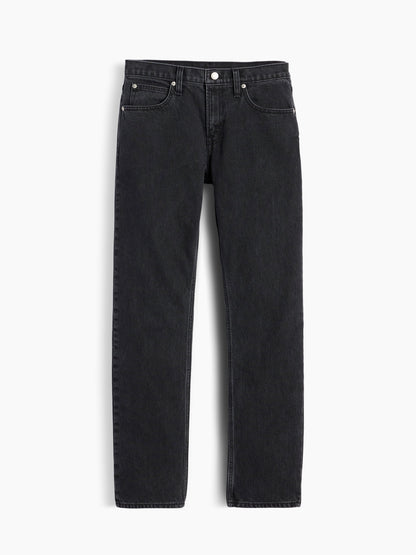 Siyah Mid Rise Straight Taper Jean Pantolon