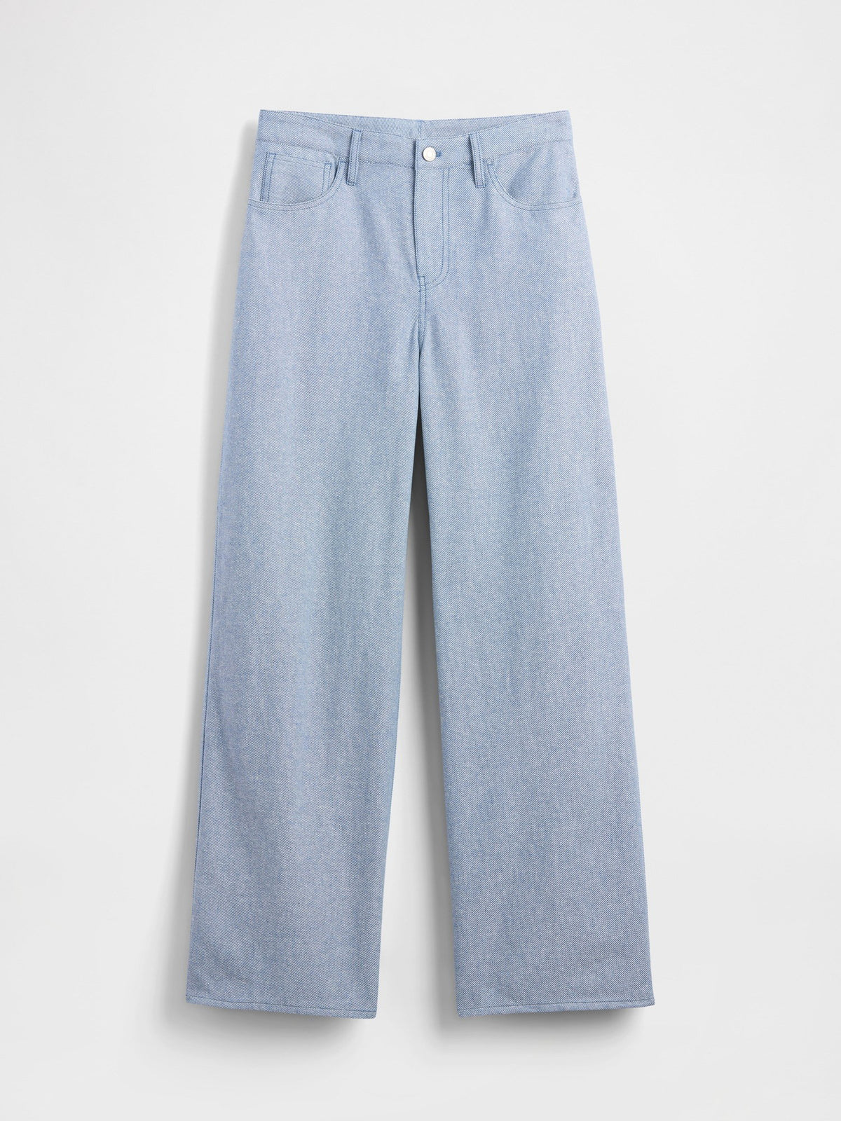 Mavi Keten Karışımı Wide-leg Pantolon