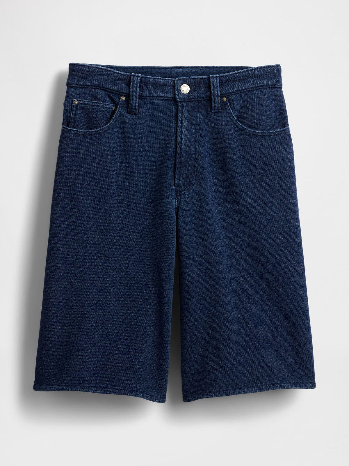Lacivert 11 Mid Rise Fransız Havlu Kumaş Denim Şort