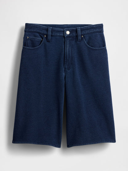 Lacivert 11 Mid Rise Fransız Havlu Kumaş Denim Şort
