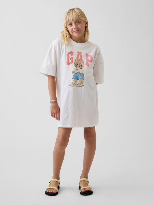 Beyaz Kids Oversized Gap Logo T-shirt Elbise