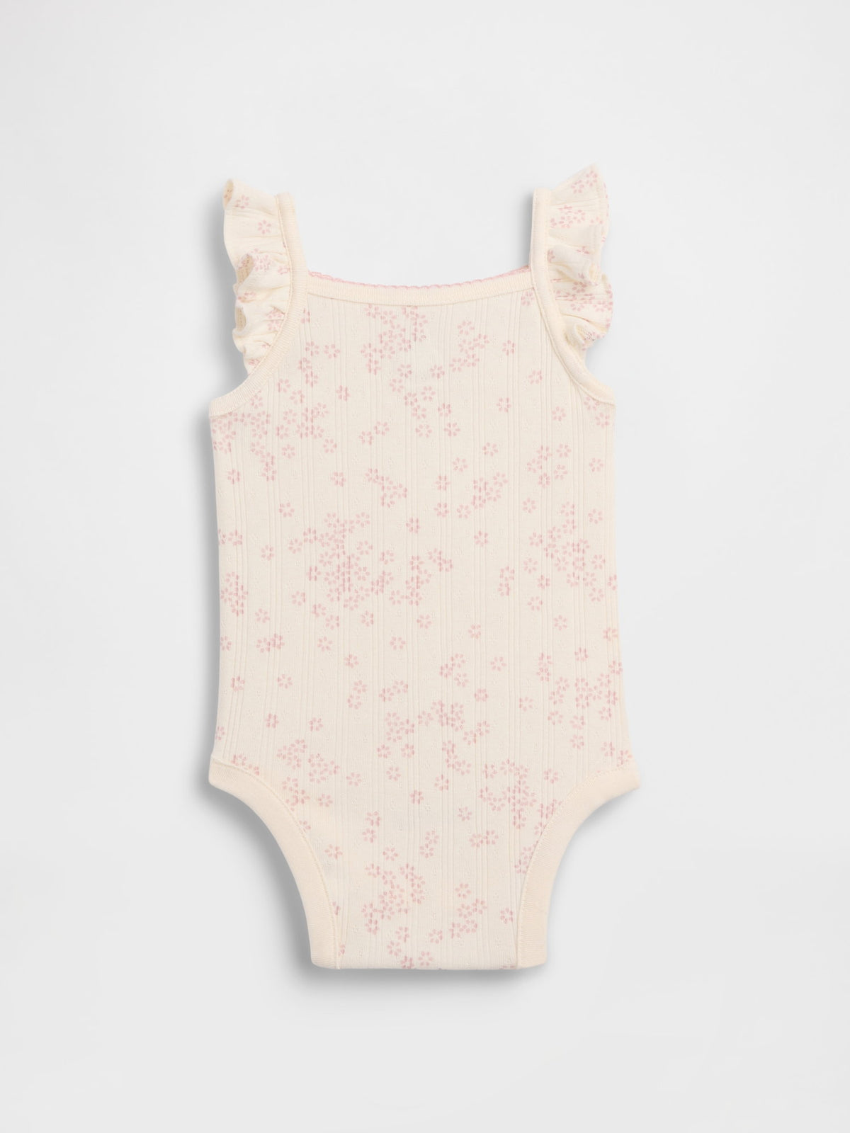 Krem Pointelle Fitilli Çiçekli Askılı Bodysuit