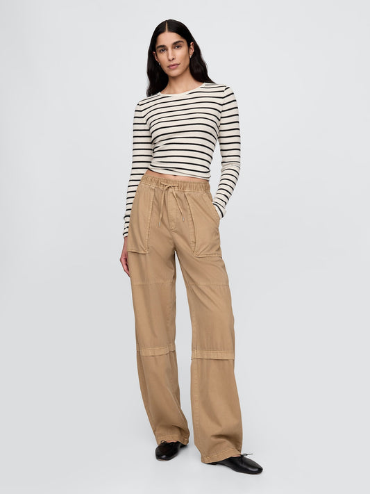 Kahverengi Mid Rise Easy Utility Barrel Pantolon