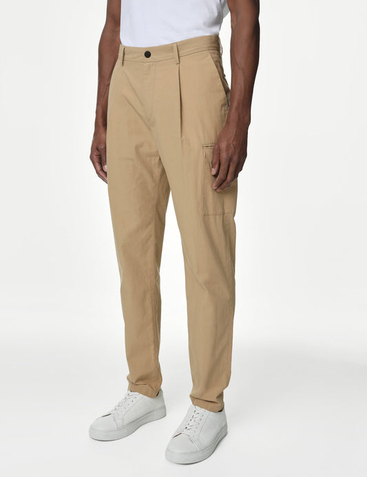 Saf Pamuklu Tapered Fit Kargo Pantolon