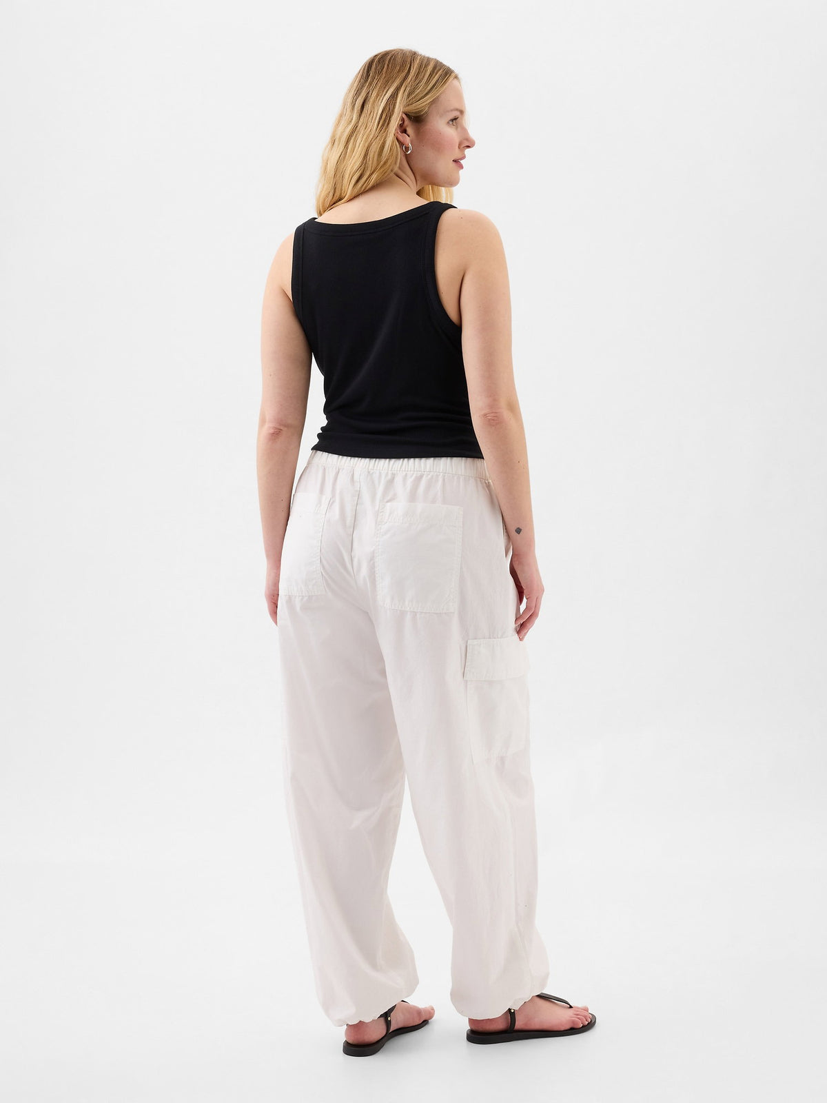 Kırık Beyaz Kargo Paraşüt Pull-on Pantolon