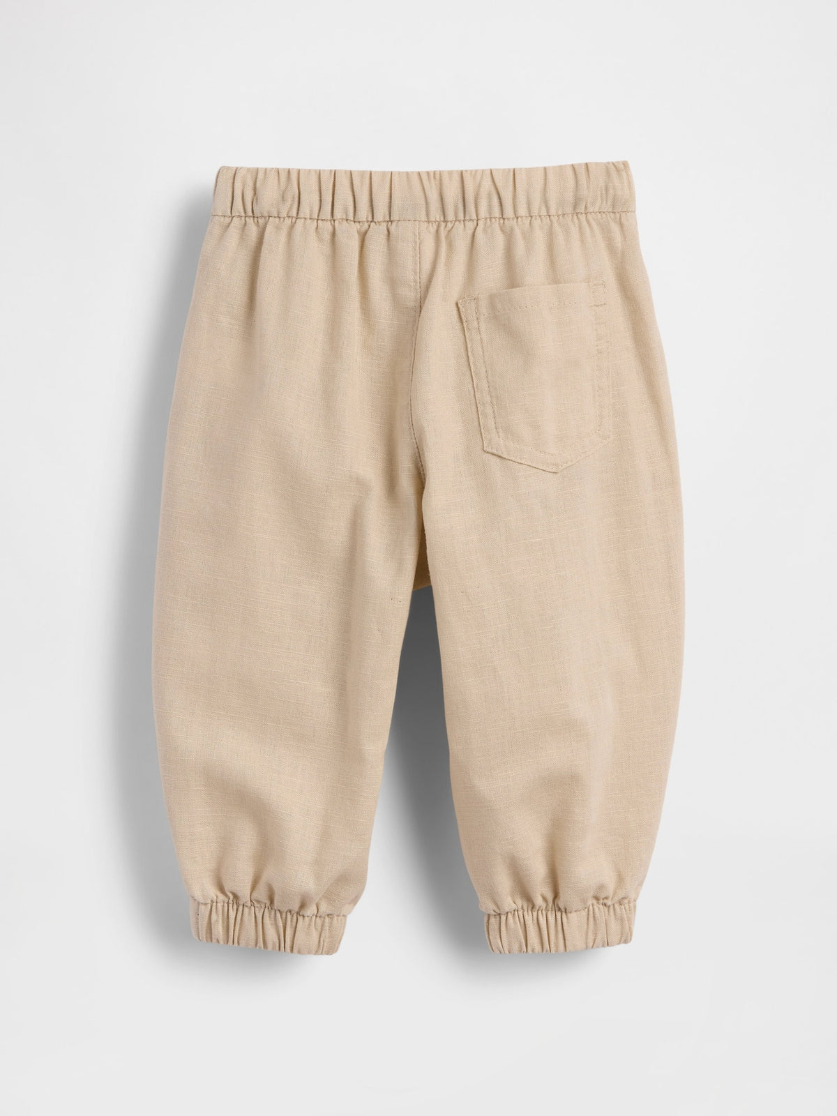 Bej Keten Pamuk Karışımı Pull-on Barrel Pantolon