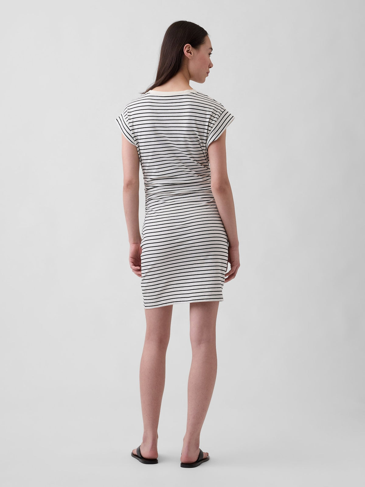 Beyaz Gap Mini Logo Ruched T-shirt Elbise