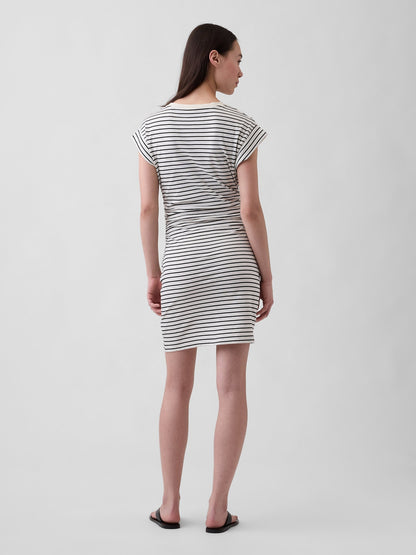 Beyaz Gap Mini Logo Ruched T-shirt Elbise