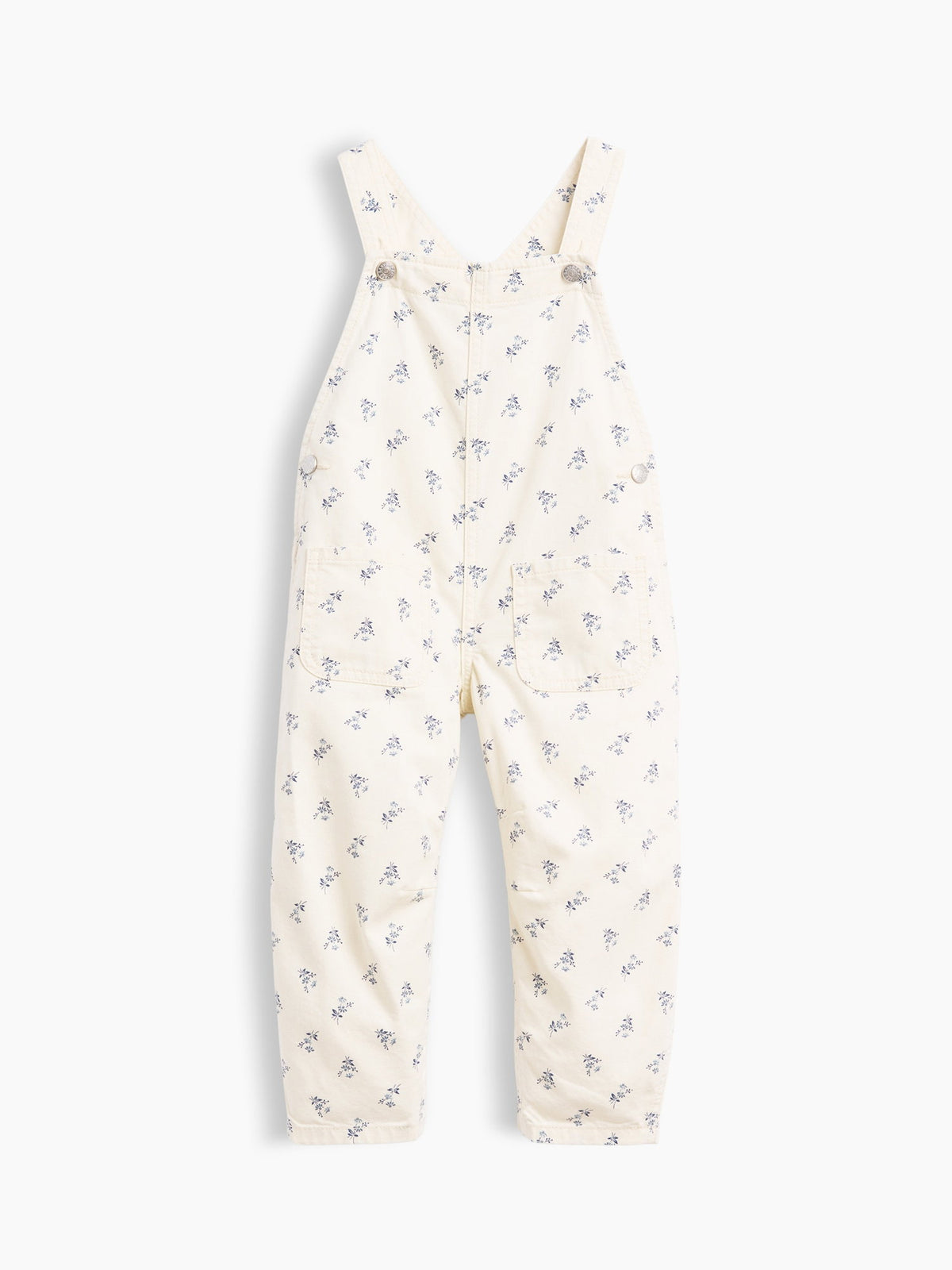 Krem Toddler Çiçekli Denim Horseshoe Tulumlar