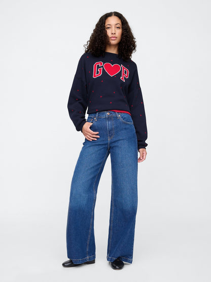 Lacivert Gap Logo Oversize Fleece Sweatshirt
