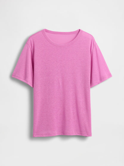Lacivert Keten Karışımlı Relaxed T-shirt