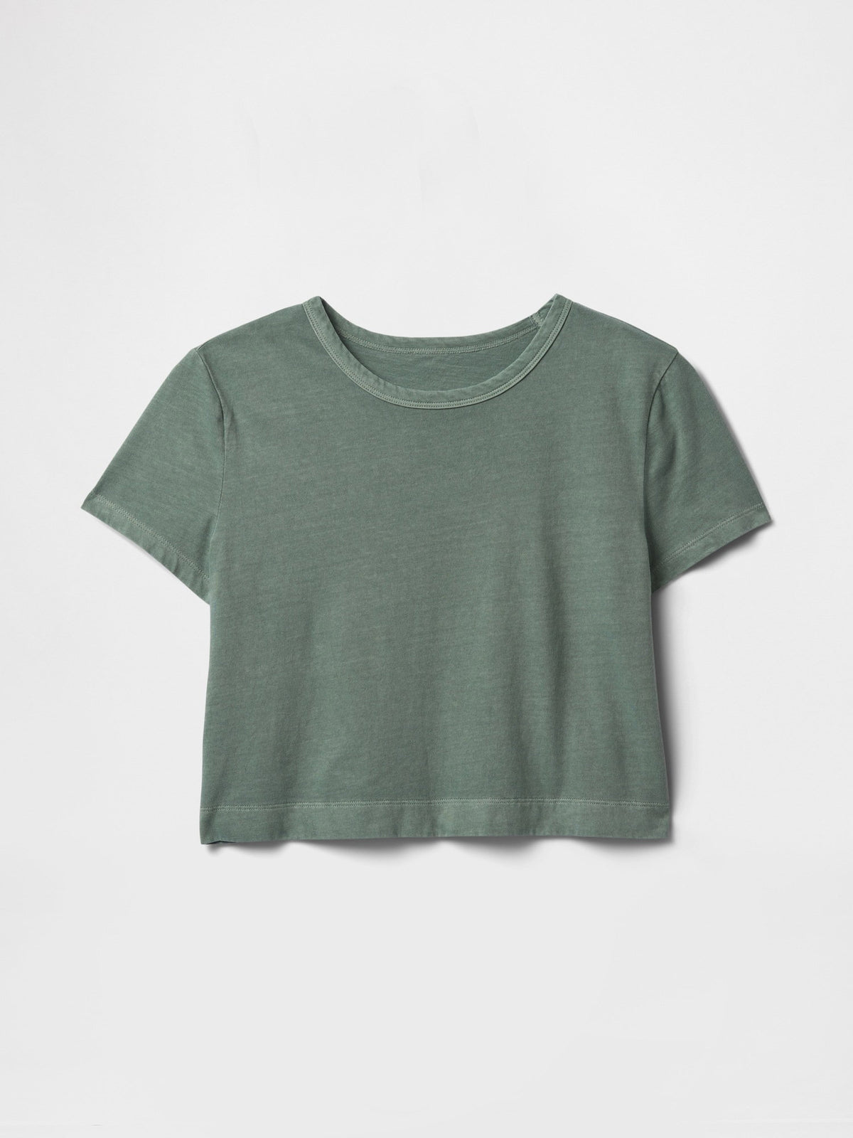 Yeşil %100 Organik Pamuk Vintagesoft Crop T-shirt