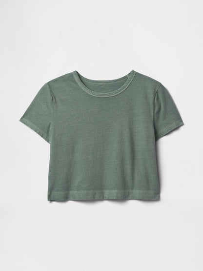 Yeşil %100 Organik Pamuk Vintagesoft Crop T-shirt