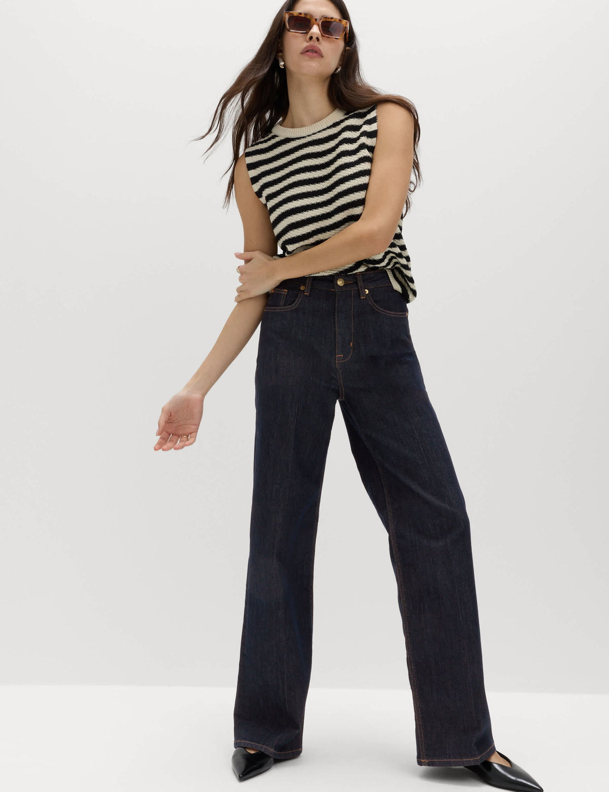 Yüksek Bel Wide Leg Jean Pantolon
