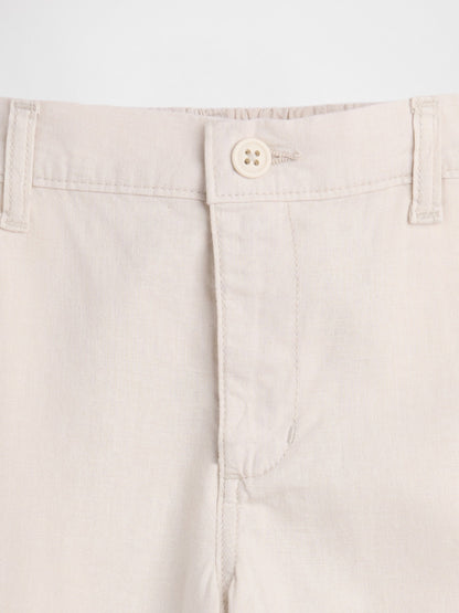 Ekru Relaxed Keten Karışımlı Pantolon