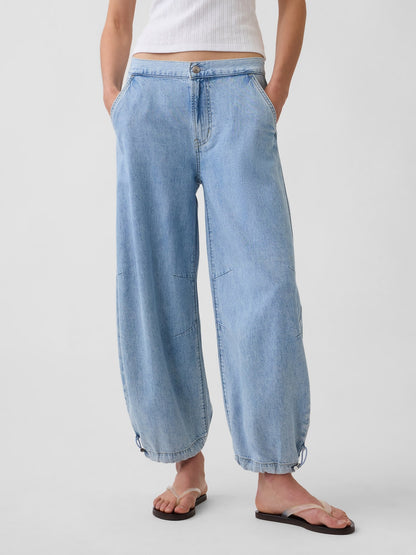 Açık Mavi Mid Rise Ultrasoft Horseshoe Jean Pantolon